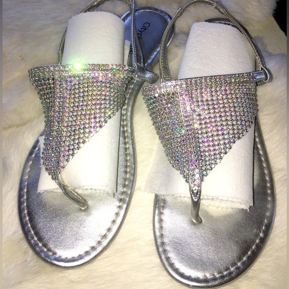City Classified Rhinestone Silver Sandals, flats - Picture 1 of 5